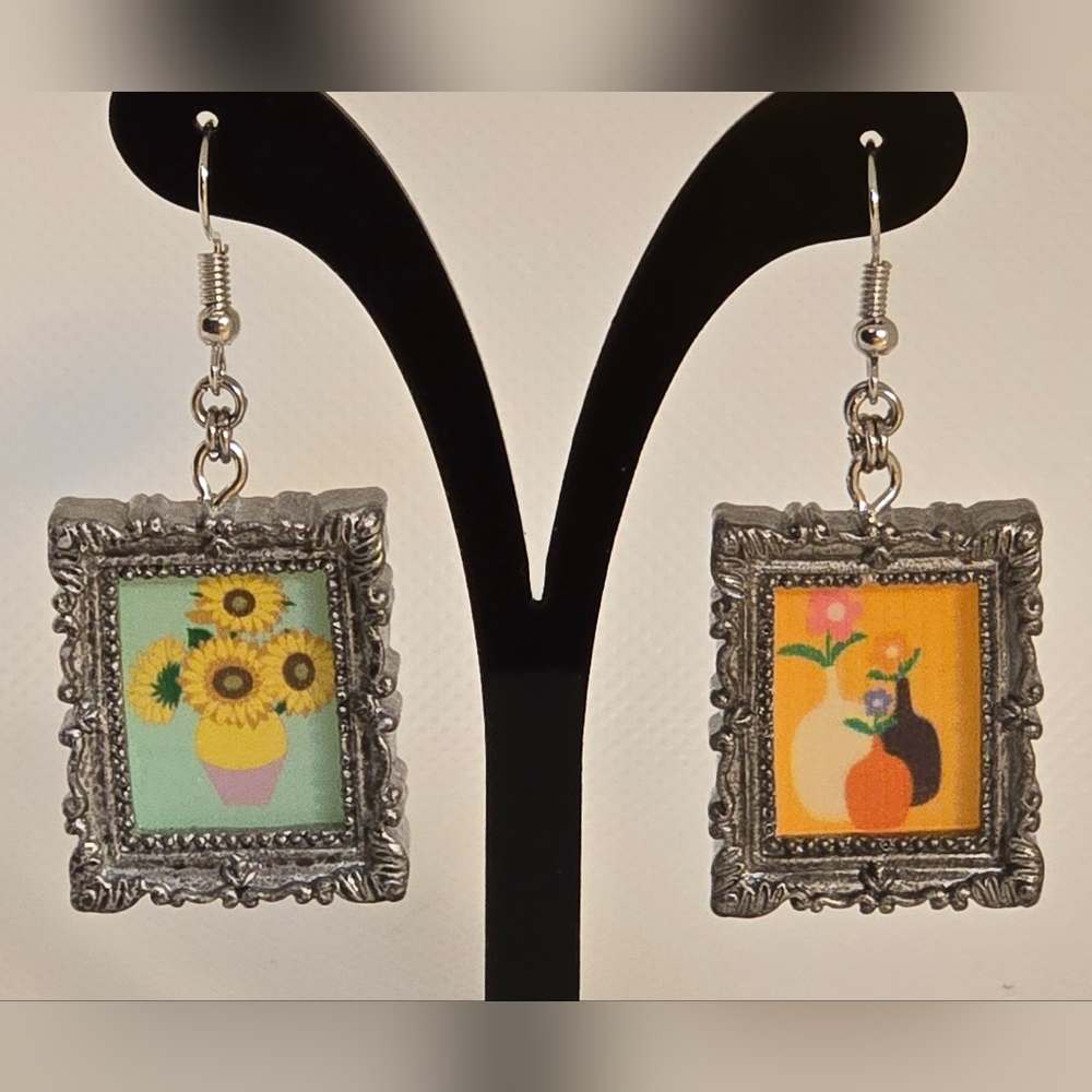 Framed art earrings